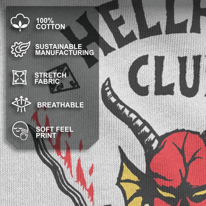 Stranger Things تي شيرت راغلان بأكمام 3/4 من نادي الجحيم للرجال من فيفث صن - Image 4